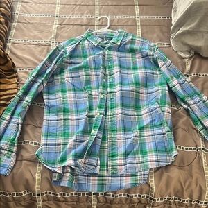 Ralph Lauren Blue and Green Casual Button Down Shirt